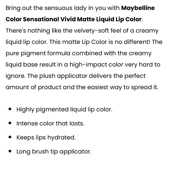 Maybelline Color Sensational Vivid Matte Liquid in “Nude Thrill” - Picture 4 of 4